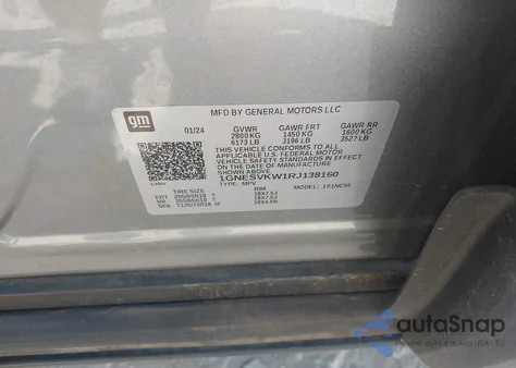 2024 Chevrolet Traverse Limited Fwd Lt Cloth from USA, damaged, VIN 1GNESVKW1RJ138160
